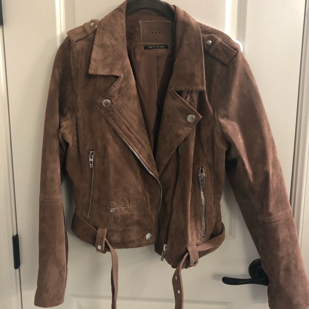 BLANKNYC Large Coffee Suede Moto Jacket